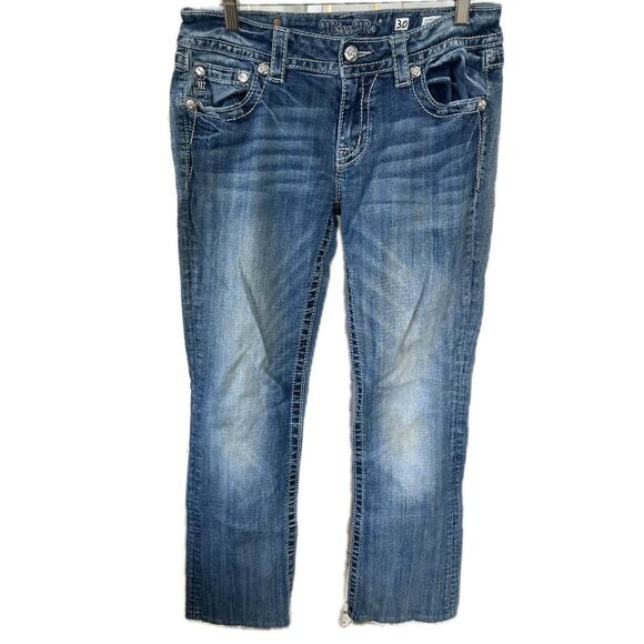 Miss Me Women's Factory Faded Embellished Pockets Signature Boot Denim Jeans 30 - Picture 1 of 9